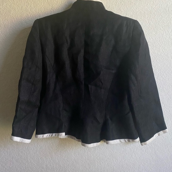Lauren Ralph Lauren Linen Preppy Academia Black and White Trim Blazer Jacket 8P - Picture 11 of 14